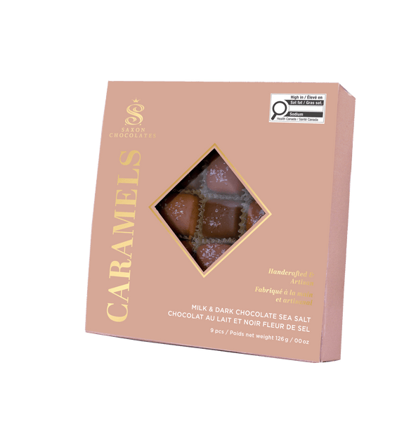 Milk & Dark Chocolate Sea Salt Caramels Box (9 pcs.)