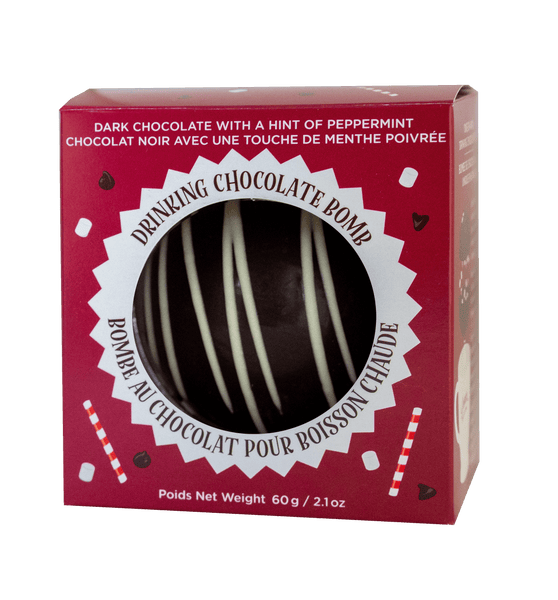 Dark Chocolate Peppermint Drinking Bomb with Mini Marshmallows Box