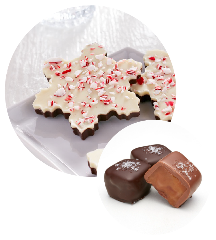 Peppermint Bark and Caramels