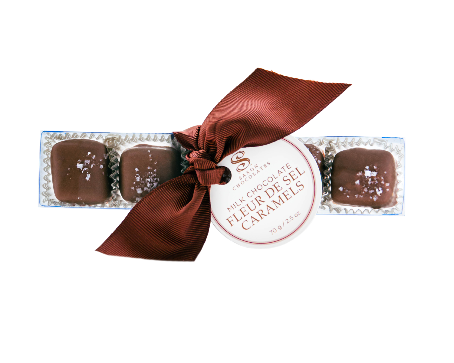 Milk Chocolate Fleur de Sel Caramels Box (5 pcs.) Saxon Chocolates