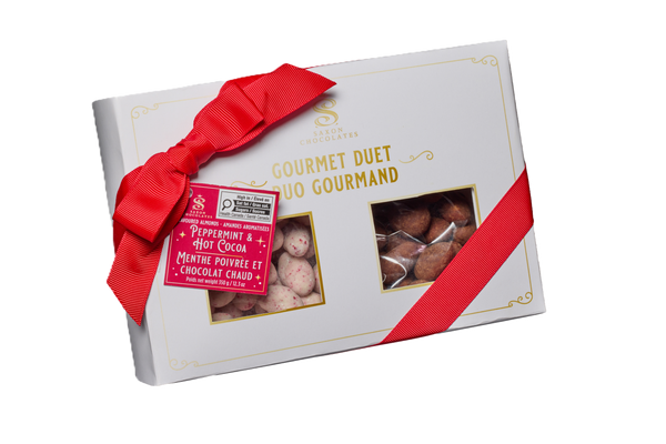 Gourmet Duet Peppermint and Hot Cocoa Almonds Gift Box