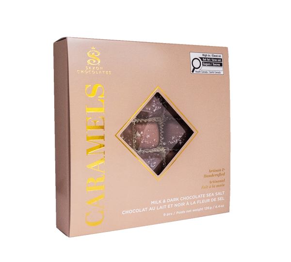 Milk & Dark Chocolate Sea Salt Caramels Box (9 pcs.)