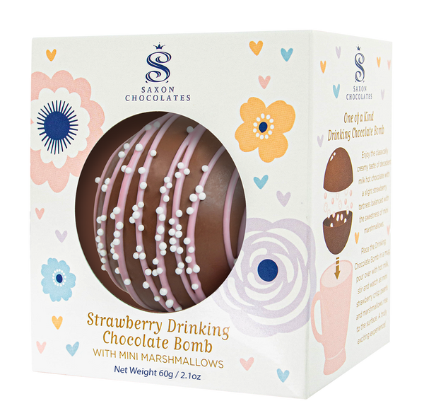 Strawberry Drinking Chocolate Bomb with Mini Marshmallows Box
